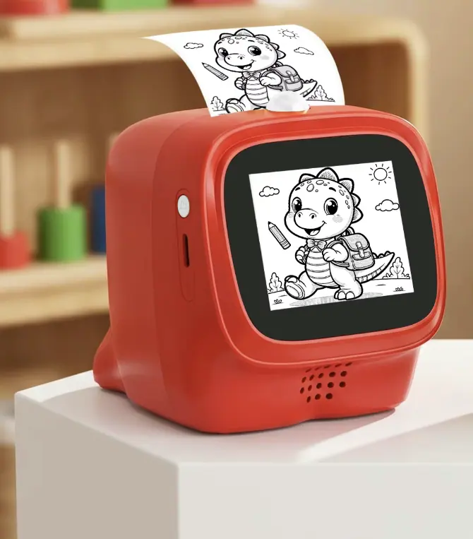 Stickerbutton on a child's desk